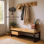 Ławka Metalowa Loft Siedzisko Drewno Lite Dąb LM-12 Rozmiary od 50 cm do 200 cm